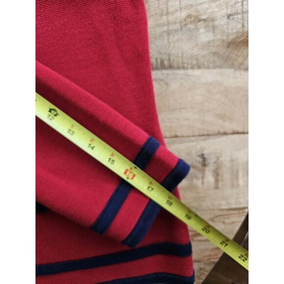 Talbots Red & Navy Blue Cardigan Sweater Womens Size M Preppy Nautical - Picture 7 of 9